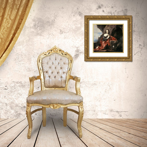 Mary Magdalene Gold Ornate Wood Framed Art Print with Double Matting by Ribera, Jusepe de