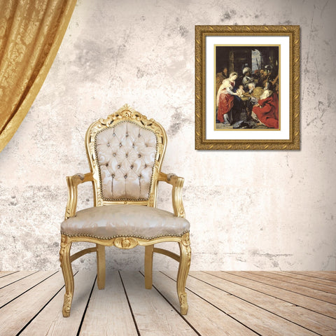 Adoration of the Kings Gold Ornate Wood Framed Art Print with Double Matting by Rubens, Peter Paul