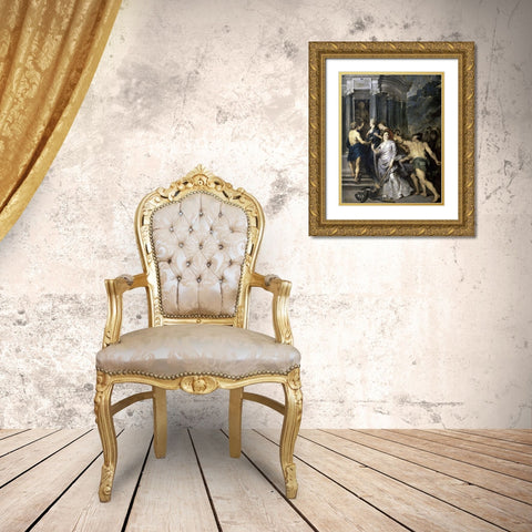 Peace of Angers (Life of Marie De Medici, Queen of France) Gold Ornate Wood Framed Art Print with Double Matting by Rubens, Peter Paul