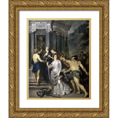 Peace of Angers (Life of Marie De Medici, Queen of France) Gold Ornate Wood Framed Art Print with Double Matting by Rubens, Peter Paul