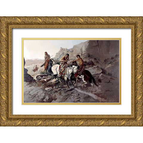 Scout Gold Ornate Wood Framed Art Print with Double Matting by Russell, Charles