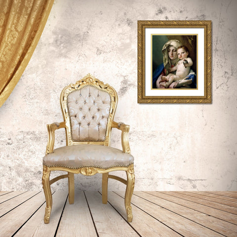 Madonna of the Goldfinch Gold Ornate Wood Framed Art Print with Double Matting by Tiepolo, Giovanni Battista