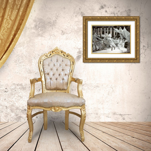 Dead Appear at The Temple Gold Ornate Wood Framed Art Print with Double Matting by Tissot, James