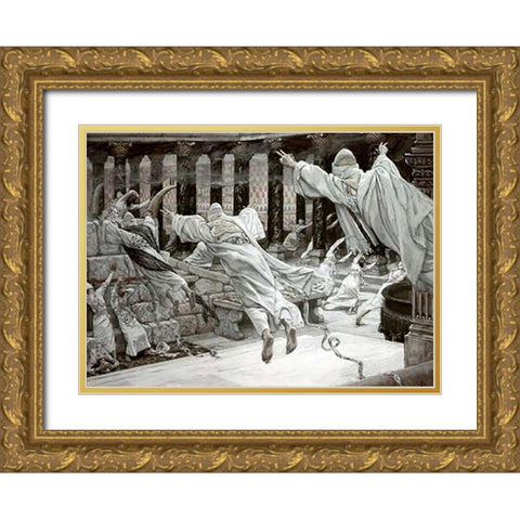 Dead Appear at The Temple Gold Ornate Wood Framed Art Print with Double Matting by Tissot, James