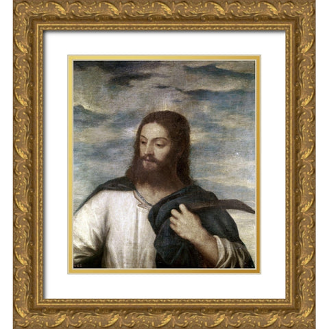 Our Saviour Gold Ornate Wood Framed Art Print with Double Matting by Titian