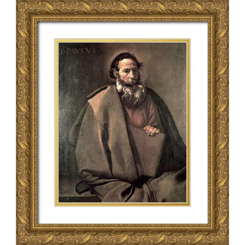 Saint Paul Gold Ornate Wood Framed Art Print with Double Matting by Velazquez, Diego
