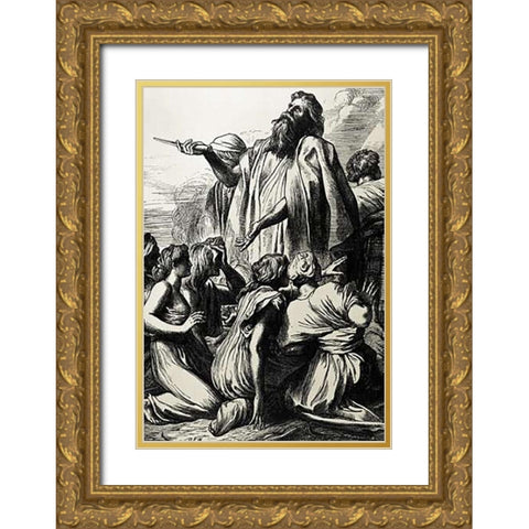 Samuel Rescues Israel Gold Ornate Wood Framed Art Print with Double Matting by Watts, George Frederick