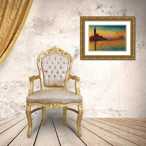 San Giorgio Maggiore Gold Ornate Wood Framed Art Print with Double Matting by Monet, Claude