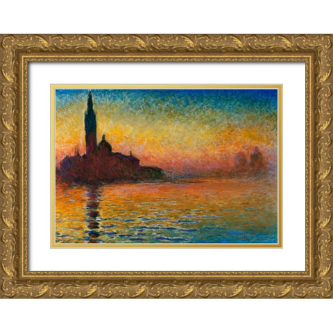 San Giorgio Maggiore Gold Ornate Wood Framed Art Print with Double Matting by Monet, Claude