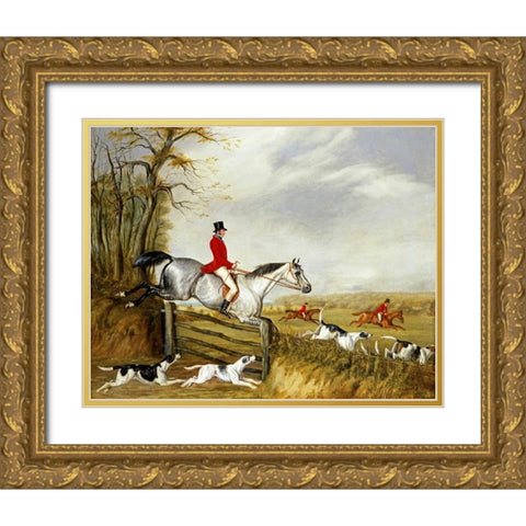 The Belvoir Hunt Gold Ornate Wood Framed Art Print with Double Matting by Alken, Henry Thomas