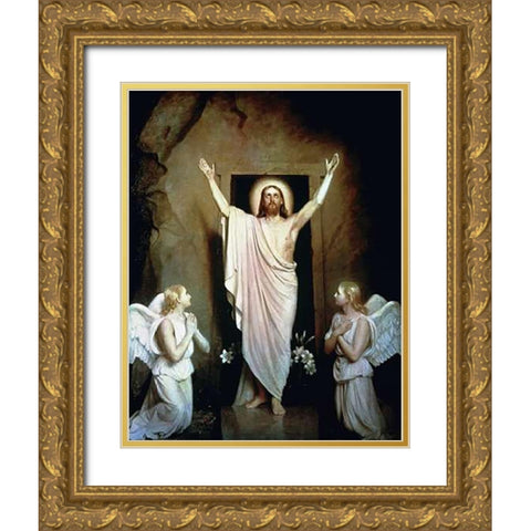 The Resurrection Gold Ornate Wood Framed Art Print with Double Matting by Bloch, Carl