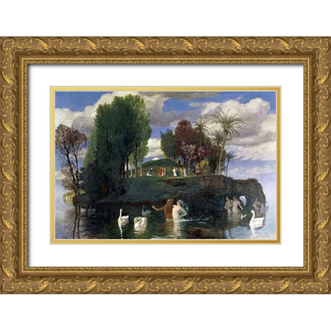 The Island of Life Gold Ornate Wood Framed Art Print with Double Matting by Bocklin, Arnold