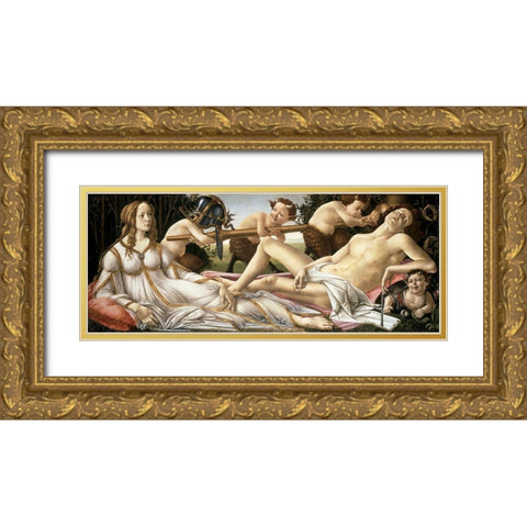Venus and Mars Gold Ornate Wood Framed Art Print with Double Matting by Botticelli, Sandro