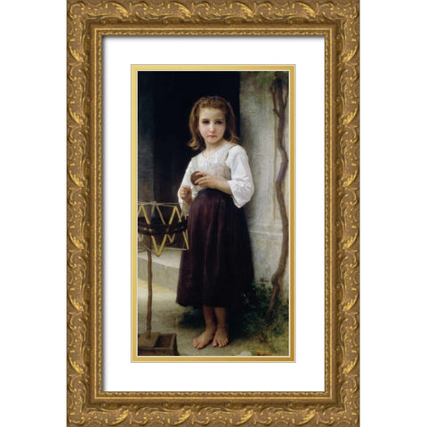 Child with a Ball of Wool Gold Ornate Wood Framed Art Print with Double Matting by Bouguereau, William-Adolphe