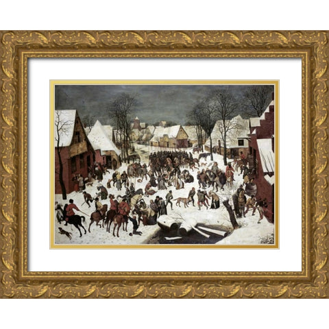 The Massacre of the Innocents Gold Ornate Wood Framed Art Print with Double Matting by Bruegel, Pieter the Elder