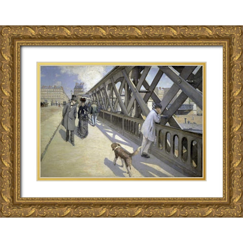 The Bridge of Europe Gold Ornate Wood Framed Art Print with Double Matting by Caillebotte, Gustave