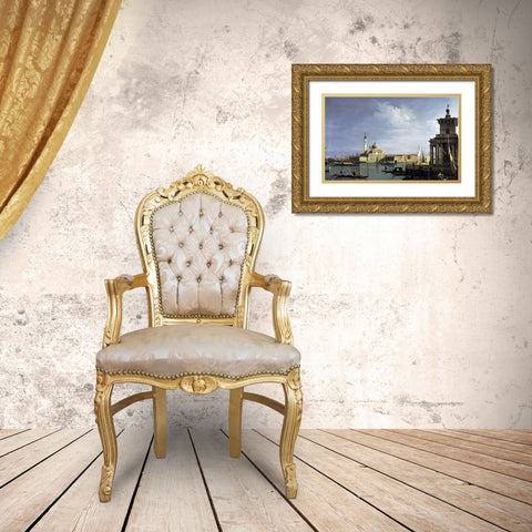 The Island of San Giorgio Maggiore, Venice Gold Ornate Wood Framed Art Print with Double Matting by Canaletto