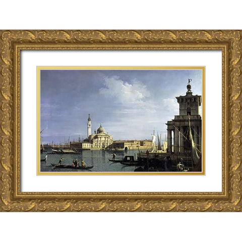 The Island of San Giorgio Maggiore, Venice Gold Ornate Wood Framed Art Print with Double Matting by Canaletto