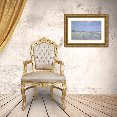 Along the Coast Gold Ornate Wood Framed Art Print with Double Matting by Chase, William Merritt