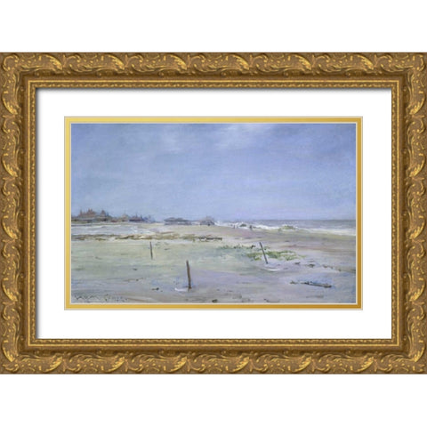 Along the Coast Gold Ornate Wood Framed Art Print with Double Matting by Chase, William Merritt