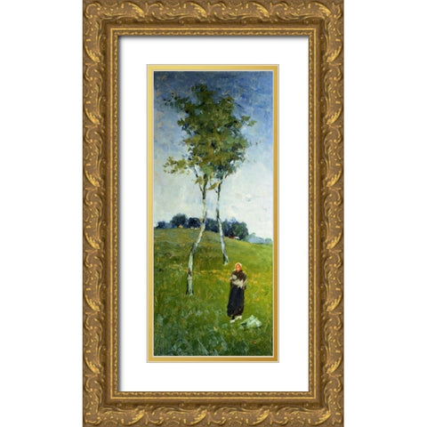 Under a French Sky Gold Ornate Wood Framed Art Print with Double Matting by Chase, William Merritt
