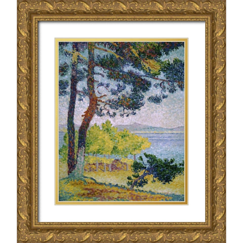 Afternoon at Pardigon Gold Ornate Wood Framed Art Print with Double Matting by Cross, Henri Edmond