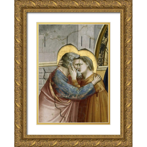 Meeting at the Golden Gate - Detail Gold Ornate Wood Framed Art Print with Double Matting by Giotto