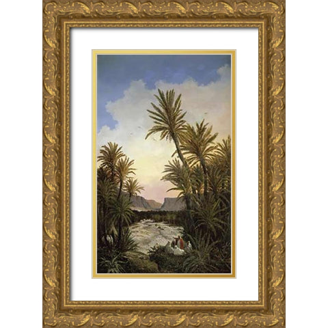 The Gorge of El Kantara Gold Ornate Wood Framed Art Print with Double Matting by Lucy, Adrian