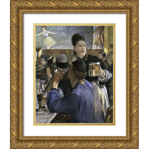 Corner of a Cafe Concert Gold Ornate Wood Framed Art Print with Double Matting by Manet, Edouard