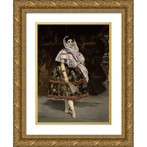 Lola de Valence Gold Ornate Wood Framed Art Print with Double Matting by Manet, Edouard
