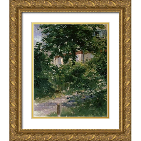Path in the Rueil Garden Gold Ornate Wood Framed Art Print with Double Matting by Manet, Edouard