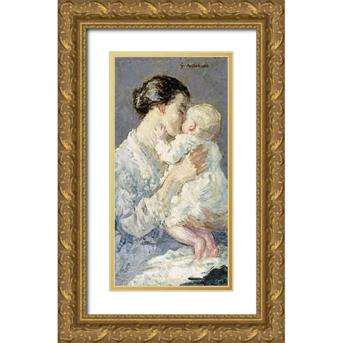 Julia Payne and Her Son Ivan Gold Ornate Wood Framed Art Print with Double Matting by Melchers, Gari