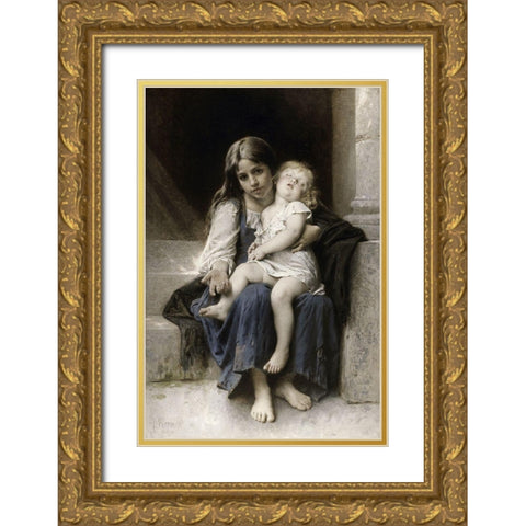 Sisters Gold Ornate Wood Framed Art Print with Double Matting by Perrault, Leon Jean Basile
