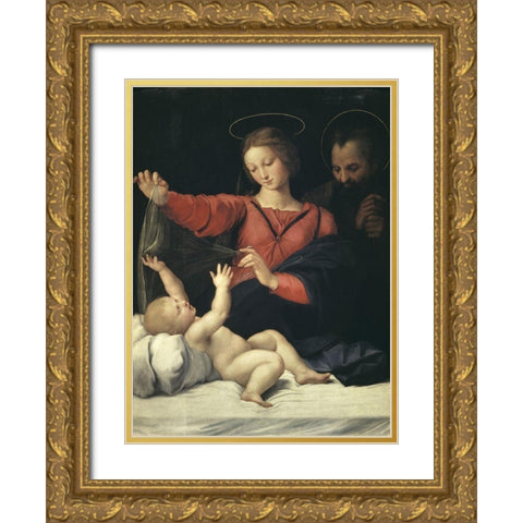 The Virgin of Lorette Gold Ornate Wood Framed Art Print with Double Matting by Raphael