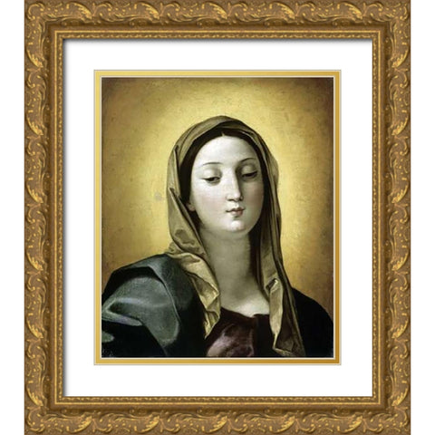 Madonna Gold Ornate Wood Framed Art Print with Double Matting by Reni, Guido