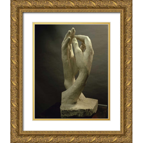 The Cathedral, 1908 Gold Ornate Wood Framed Art Print with Double Matting by Rodin, Auguste