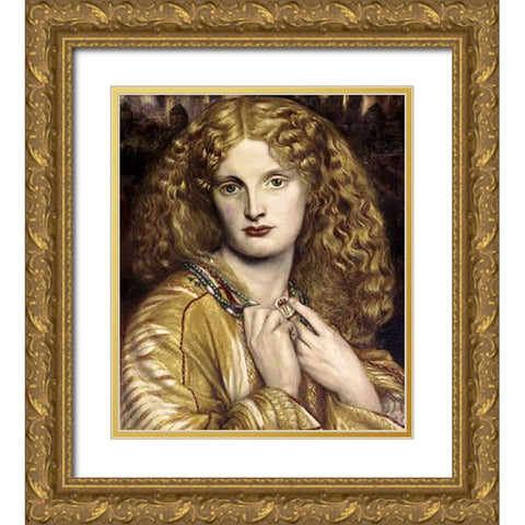 Helen of Troy Gold Ornate Wood Framed Art Print with Double Matting by Rossetti, Dante Gabriel