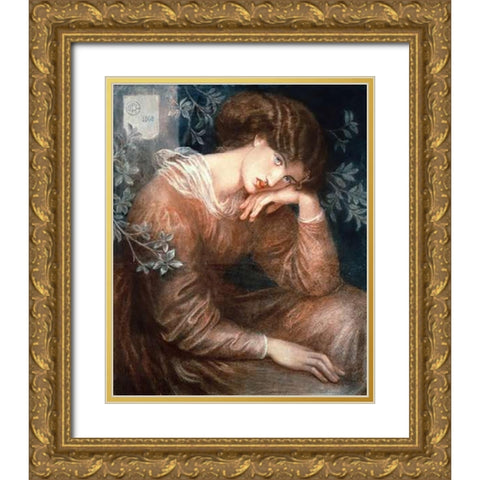 Reverie Gold Ornate Wood Framed Art Print with Double Matting by Rossetti, Dante Gabriel
