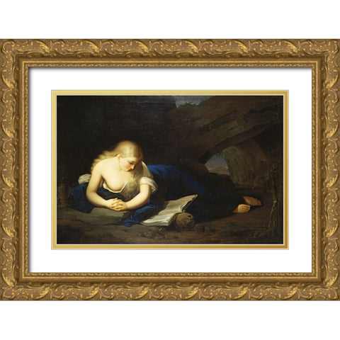 Penitent Magdelen Gold Ornate Wood Framed Art Print with Double Matting by Sully, Thomas