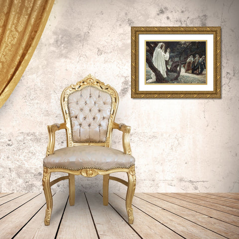Museumist Appears to the Holy Women Gold Ornate Wood Framed Art Print with Double Matting by Tissot, James
