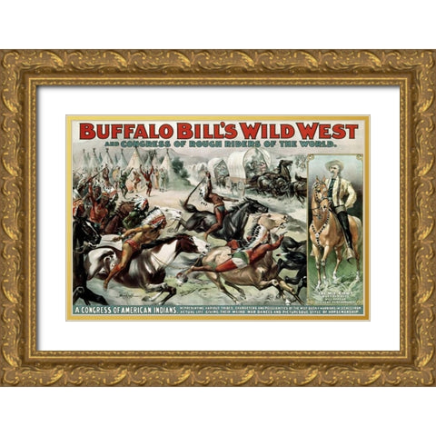 Buffalo Bills Wild West - Poster Gold Ornate Wood Framed Art Print with Double Matting by Unknown