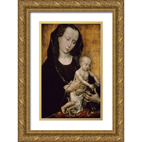 Madonna and Child Gold Ornate Wood Framed Art Print with Double Matting by Van der Weyden, Rogier