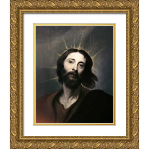 Jesus Holy Christ Gold Ornate Wood Framed Art Print with Double Matting by Van Dyck, Anthony