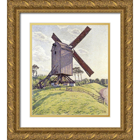 Le Moulin de Kalf Gold Ornate Wood Framed Art Print with Double Matting by Van Rysselberghe, Theo