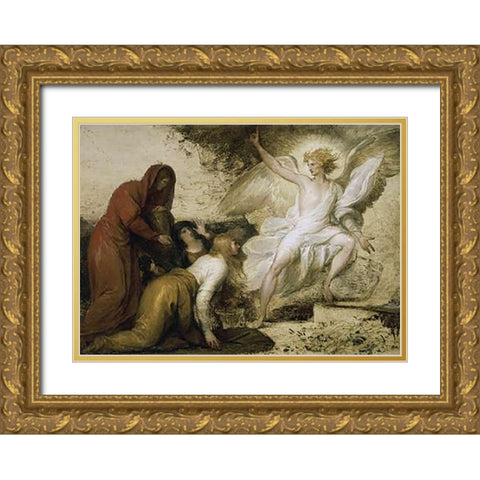 The Angel at the Tomb of Museumist Gold Ornate Wood Framed Art Print with Double Matting by West, Benjamin