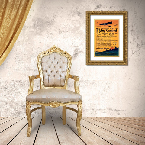 Aeronautical Society Flying Carnival Gold Ornate Wood Framed Art Print with Double Matting by Unknown