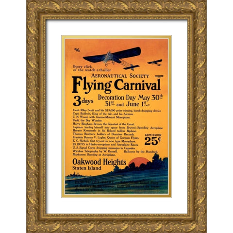 Aeronautical Society Flying Carnival Gold Ornate Wood Framed Art Print with Double Matting by Unknown