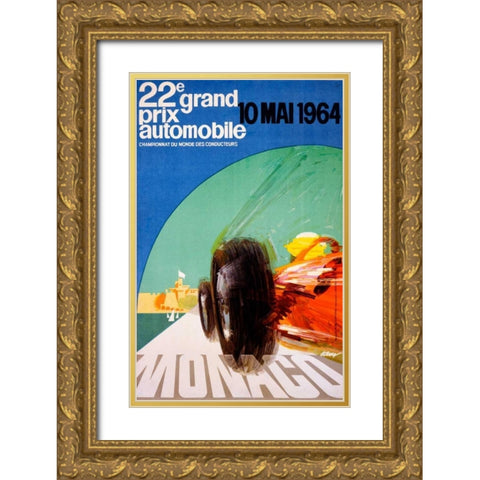 22e grand prix / 10 Mai 1964 Gold Ornate Wood Framed Art Print with Double Matting by May, J.