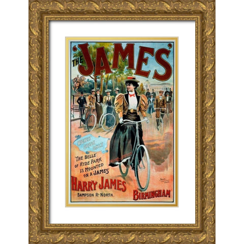 The ‘James’ Bicycle Gold Ornate Wood Framed Art Print with Double Matting by Moore, G.