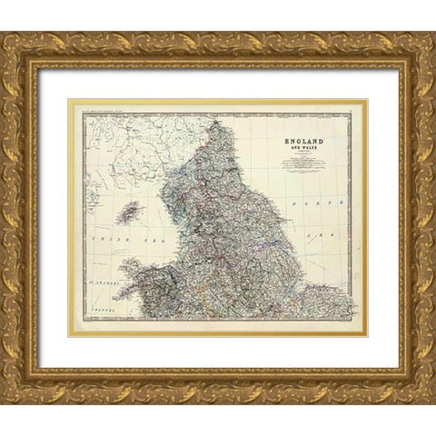 England, Wales N, 1861 Gold Ornate Wood Framed Art Print with Double Matting by Johnston, Alexander Keith